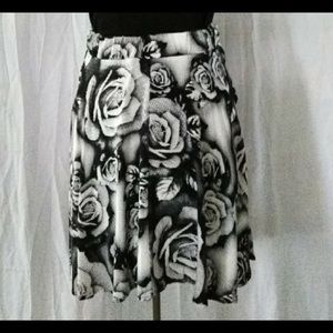 Black and white floral skirt.